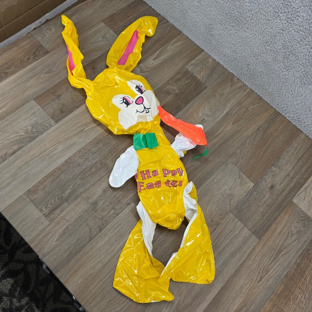 Vintage Easter Unlimited Inflatable Bunny Rabbit Yellow Happy Easter Decor Prop